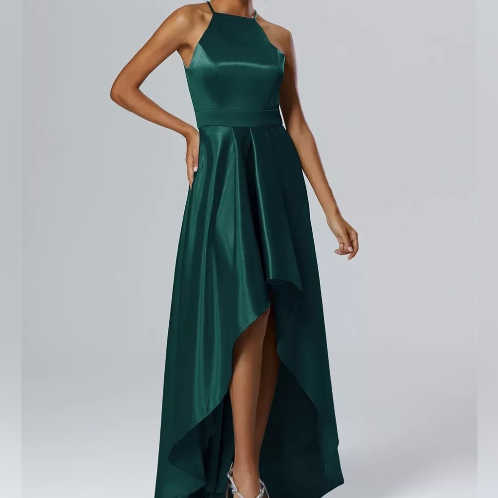 Lulu's Elegant Green Halter Dress